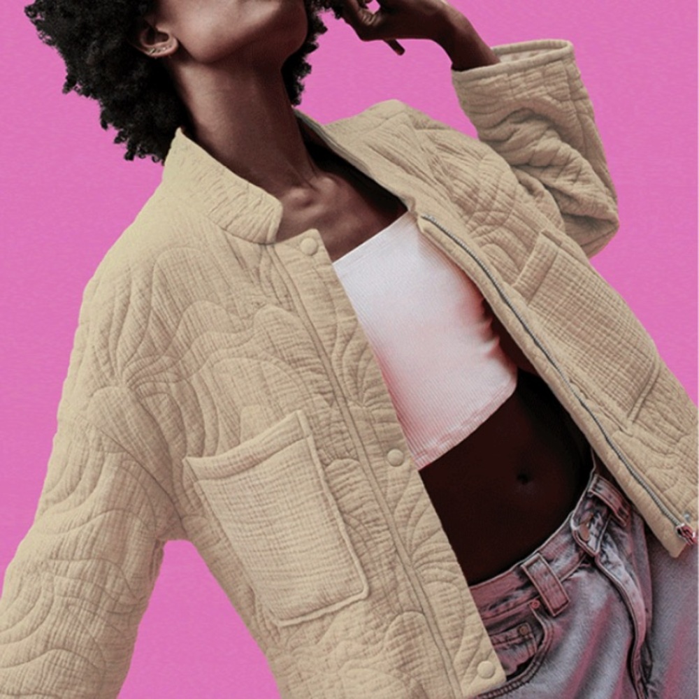 Chico’s jacket in tan fully lined in fun animal print fabric - Picture 10 of 13